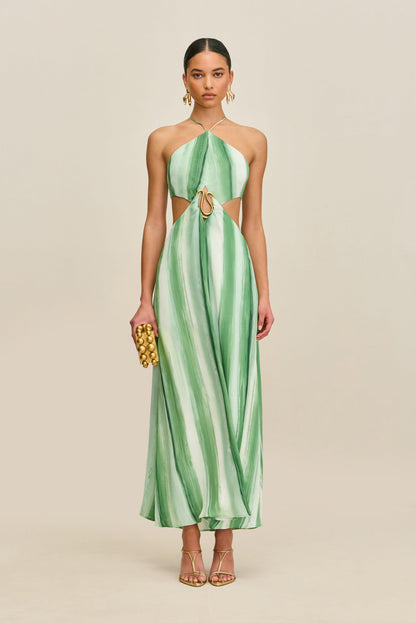 ESMERALDA DRESS - CALLA LILY PAINTED STRIPE