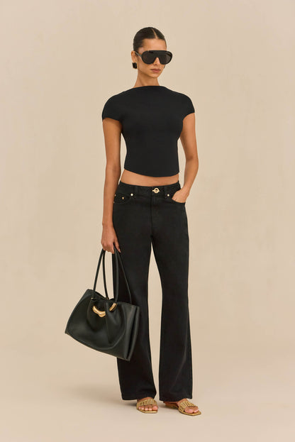 VIRGINIANA KNIT TOP - BLACK