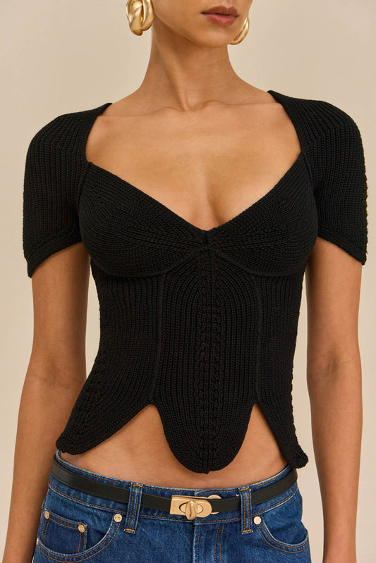 ELIZA KNIT TOP - BLACK