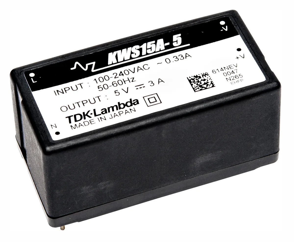 Alimentatore switching TDK-Lambda KWS15A-12, 15.6W, ingresso 120 → 370 V dc, 85 → 265 V ac, uscita 12V
