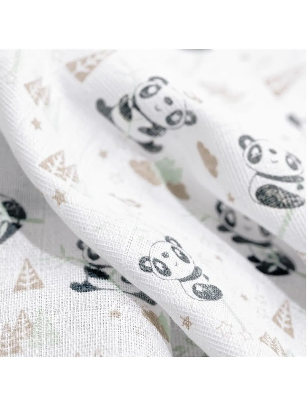  SET 3 COPERTINE NEONATO IN MUSSOLA DI COTONE 80X80 CM - PANDA VERDE 